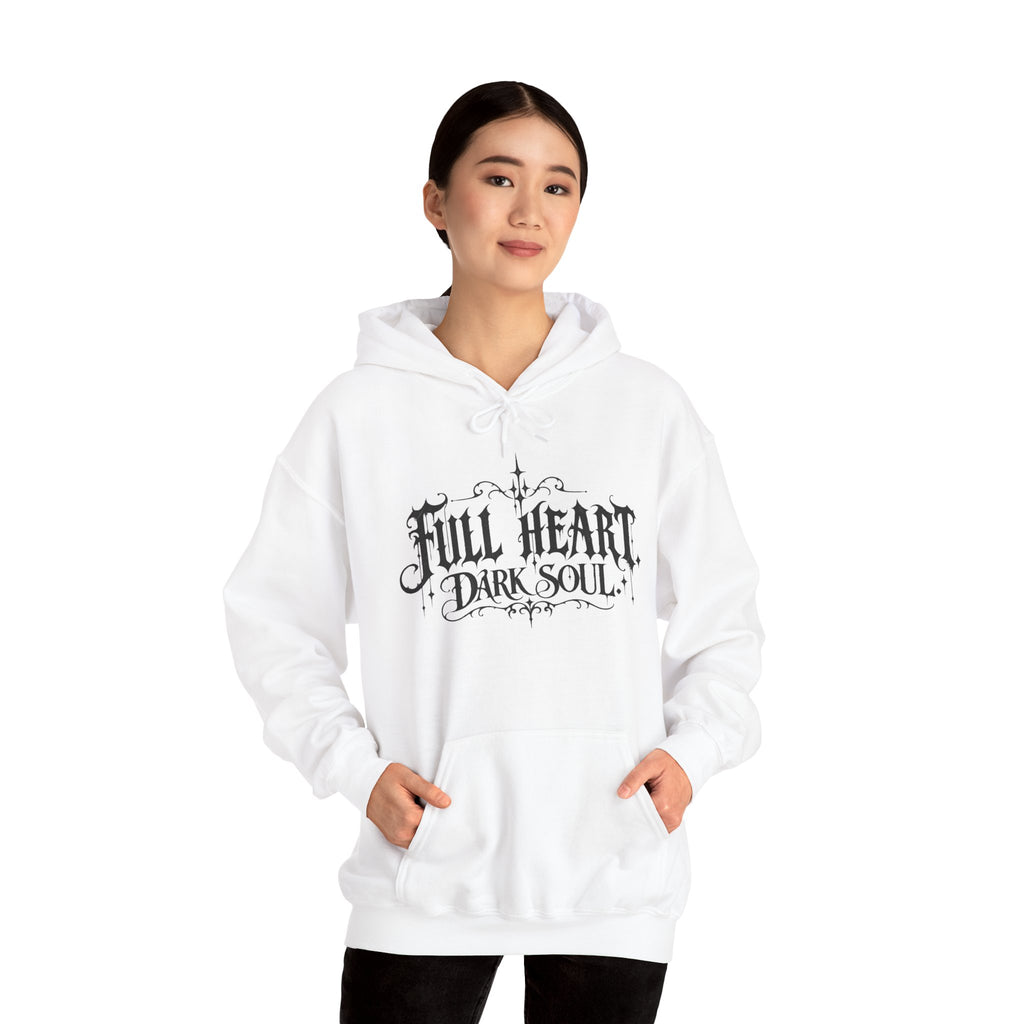 Dark Soul 'Full Heart' Hoodie — Gothic Script Graphic Sweatshirt