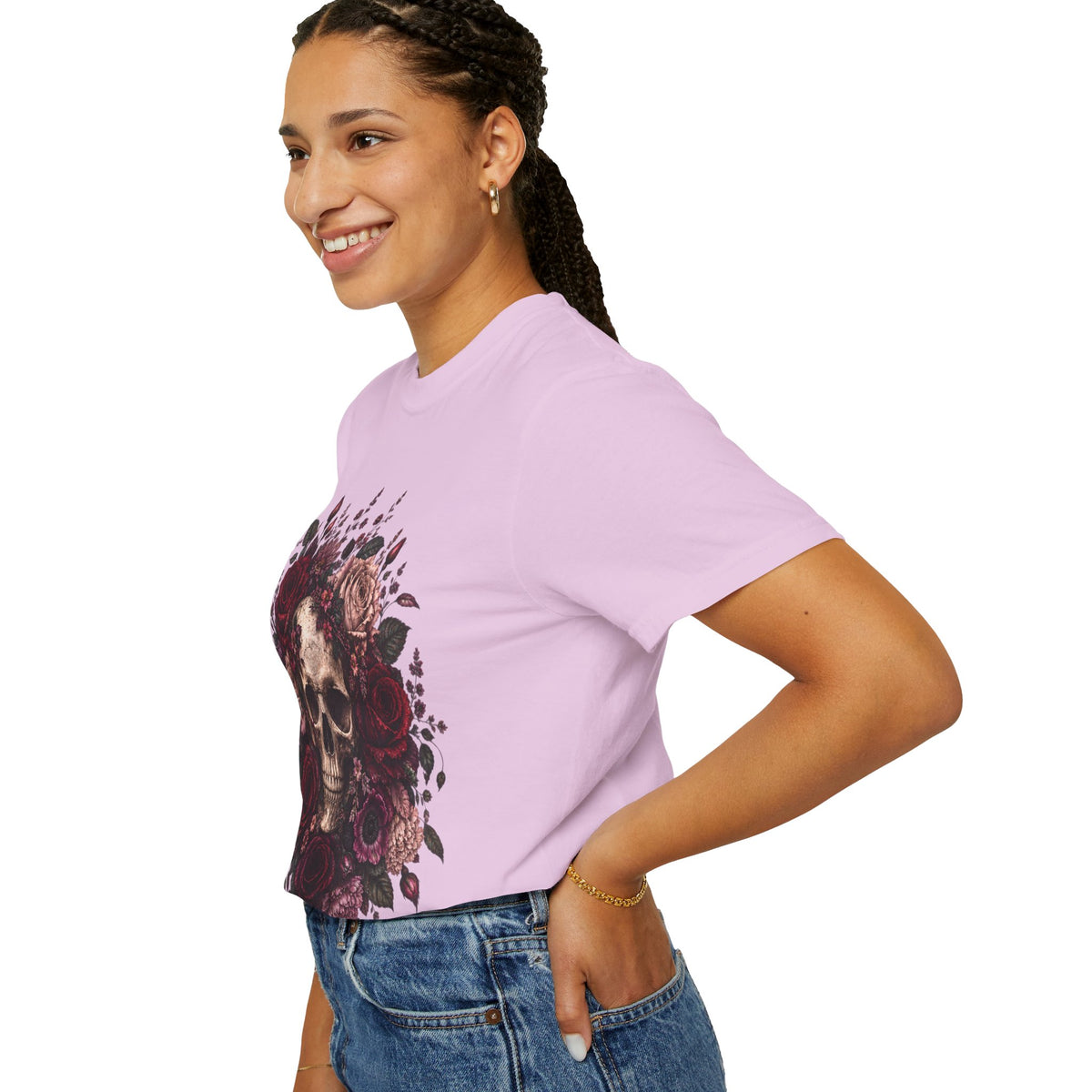 Skull & Rose T-Shirt — Gothic Floral Graphic