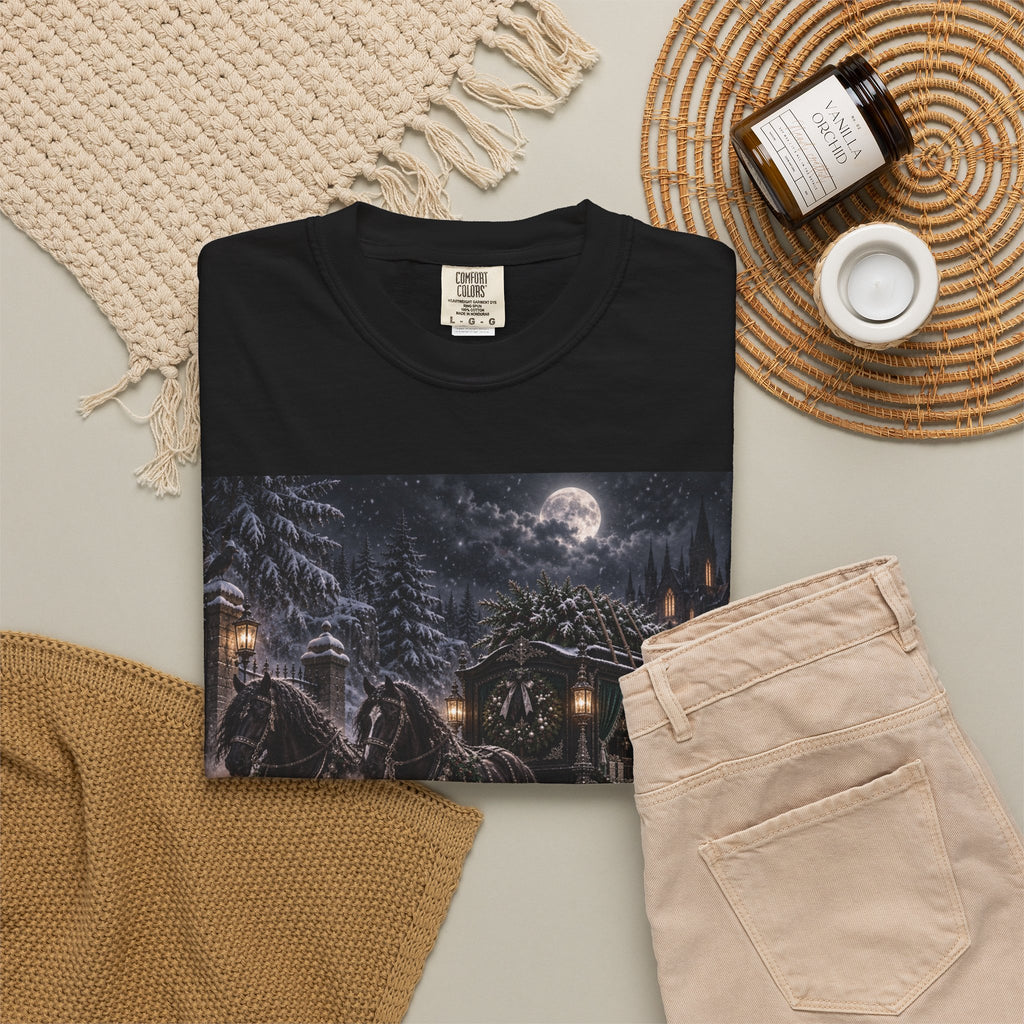 Midnight Carriage T-Shirt — Gothic Winter Scene