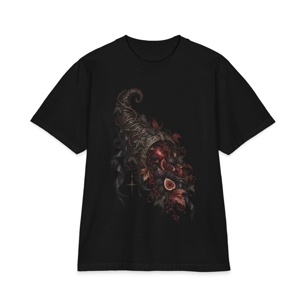 Dark Floral Cornucopia T-Shirt — Gothic Harvest Graphic Tee