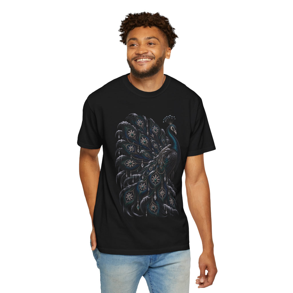 Peacock Graphic T-Shirt — Elegant Vintage Peacock Feather Illustration