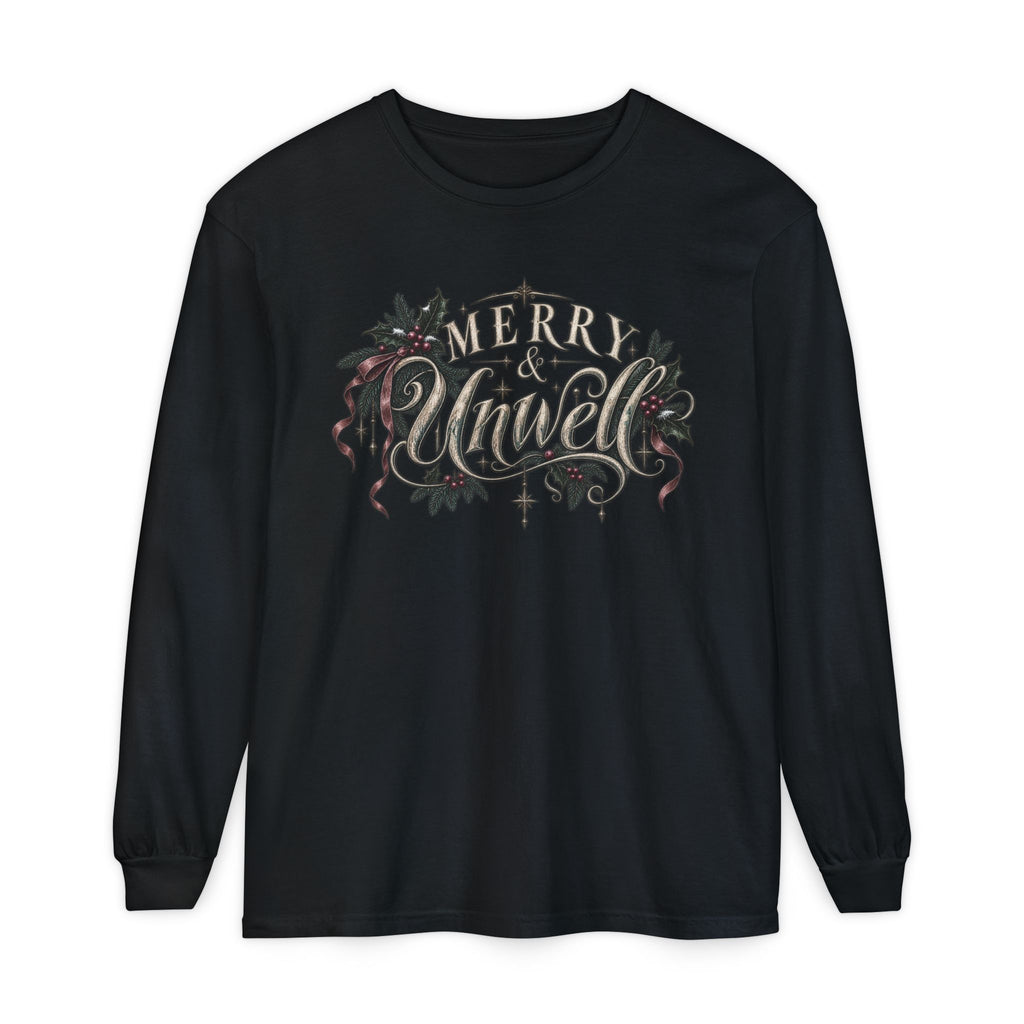 Merry & Bright Long Sleeve Tee — Vintage Holiday Christmas Shirt