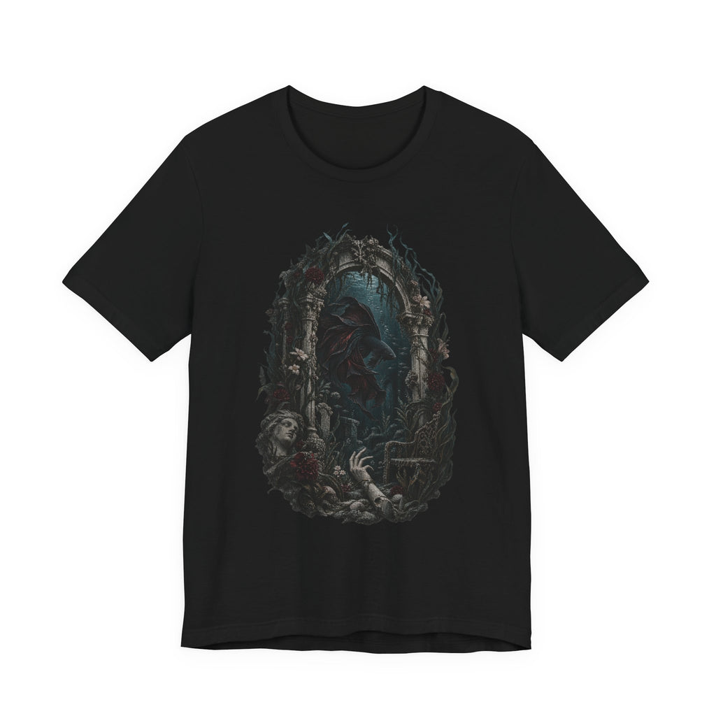 Gothic Fish T-Shirt — Underwater Ruins & Broken Statue