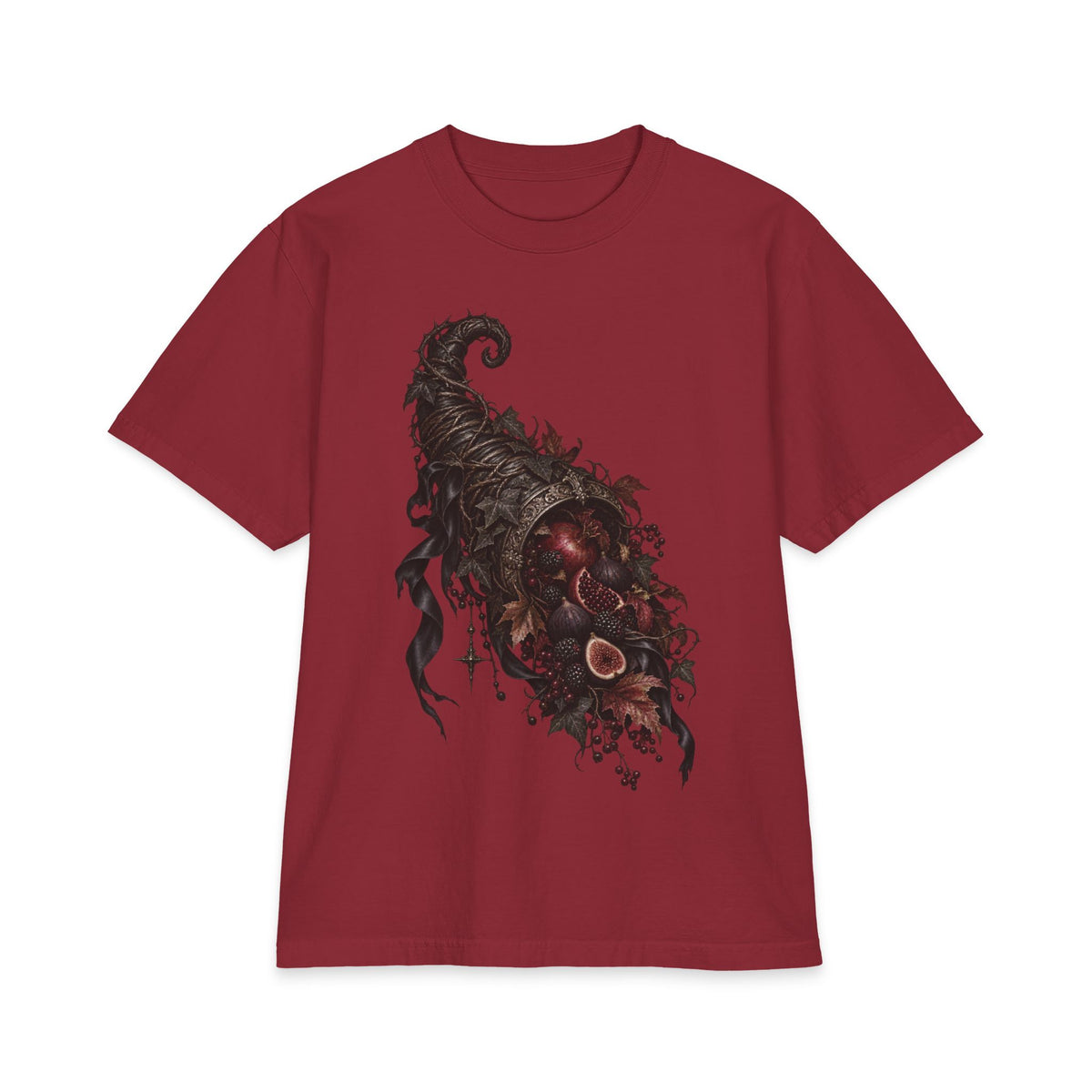 Dark Floral Cornucopia T-Shirt — Gothic Harvest Graphic Tee